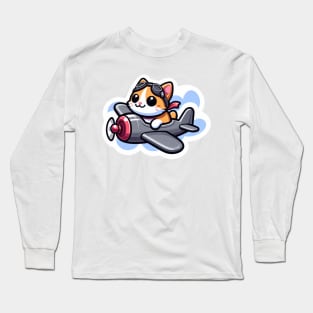 kitty on a plane Long Sleeve T-Shirt